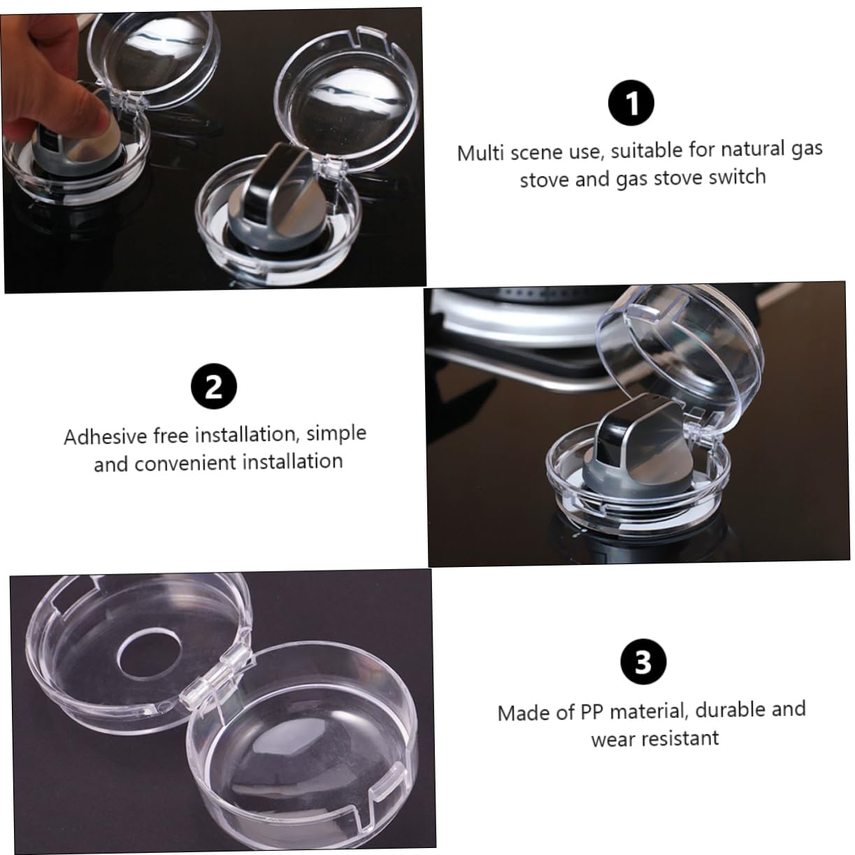 BESTonZON 12 Pack Gas Stove Knob Protectors Oven Lock Childproof Stove Covers Heat Resistant Transparent Easy to Store Kitchen