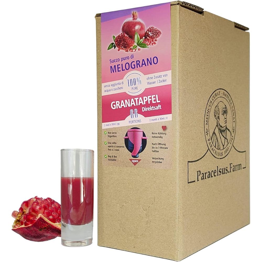 Succo di Melograno Bio 100% Puro - Bag in Box da 2 Litri - Qualità Wonderful - Made in Italy - Senza Zuccheri Aggiunti, Naturale, Antiossidante – Paracelsus.Farm