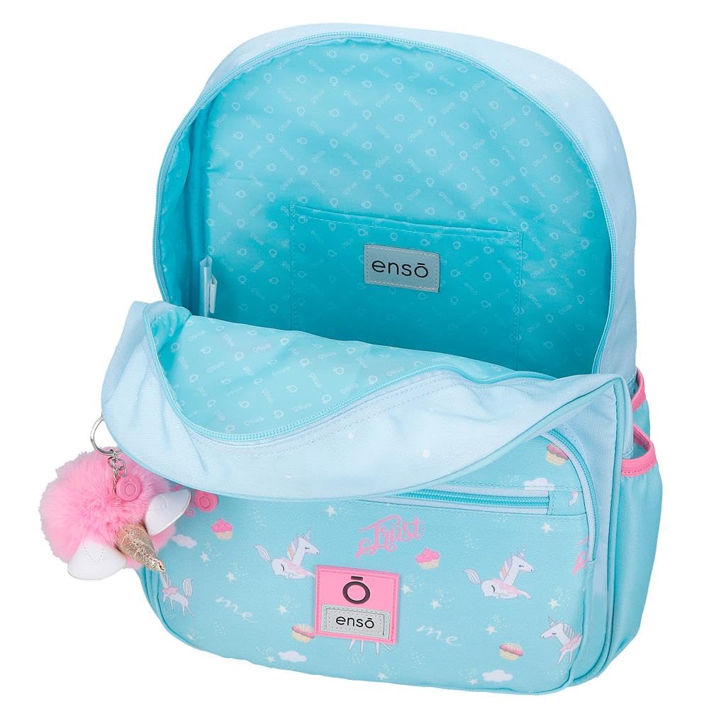 Enso Unicorn Paradise mochila infantil, mochila escolar, fabricada en Poliéster, ruedas dobles de giro multidireccional, Múltiples formas de usarlo, azul.