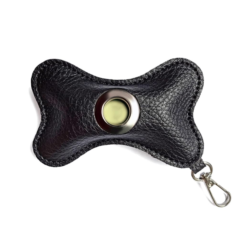 Dongker Black Dog Poop Bag Holder,Leather Pet Waste Bag Dispenser Zipered Pouch With Carabiner Clip Attached To Any Leashes For Walking, Outdoor, Travelling(No Poo Bags Include)