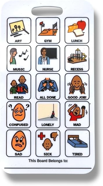 Teacher Visual Communication Card Waterproof Rigid Picture Communication Board with Breakaway Lanyard Portable Screen-Free Classroom Communication Tool for Teachers & Students