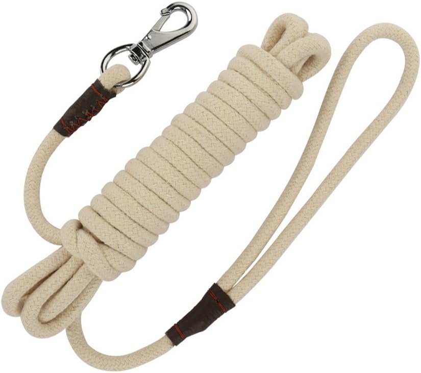 PepPet 16-65 Ft Extra Heavy Duty Cotton Rope Dog Training Leash for Large/Medium/Small Dogs Training/Walking