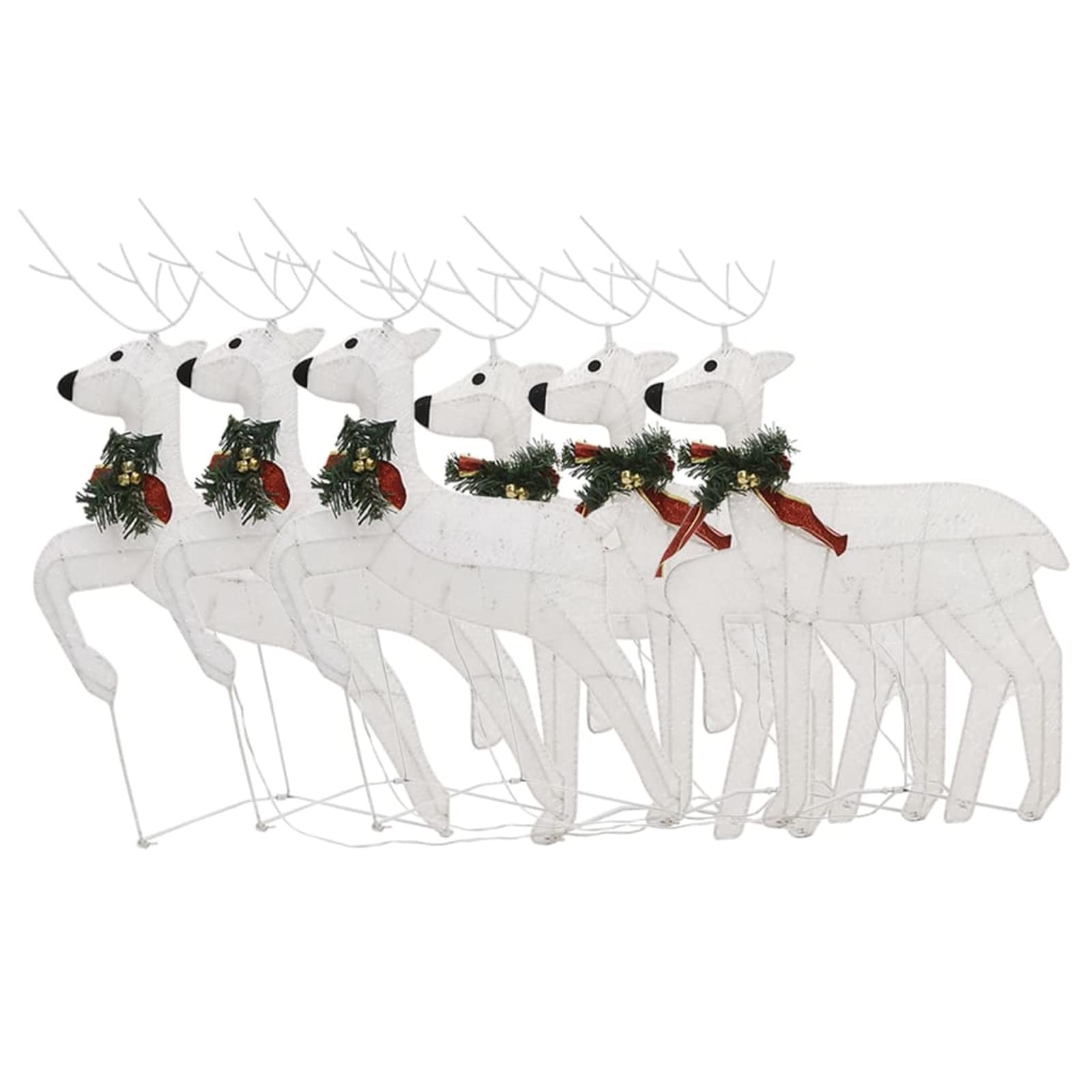 ZEYUAN Renos de Navidad 6 Unidades 120 LED Blanco, Figuras LED, Decoracion Navidad Exterior, Figura Luz Navidad, Reno Luminoso Exterior, Navidad Exterior Figuras