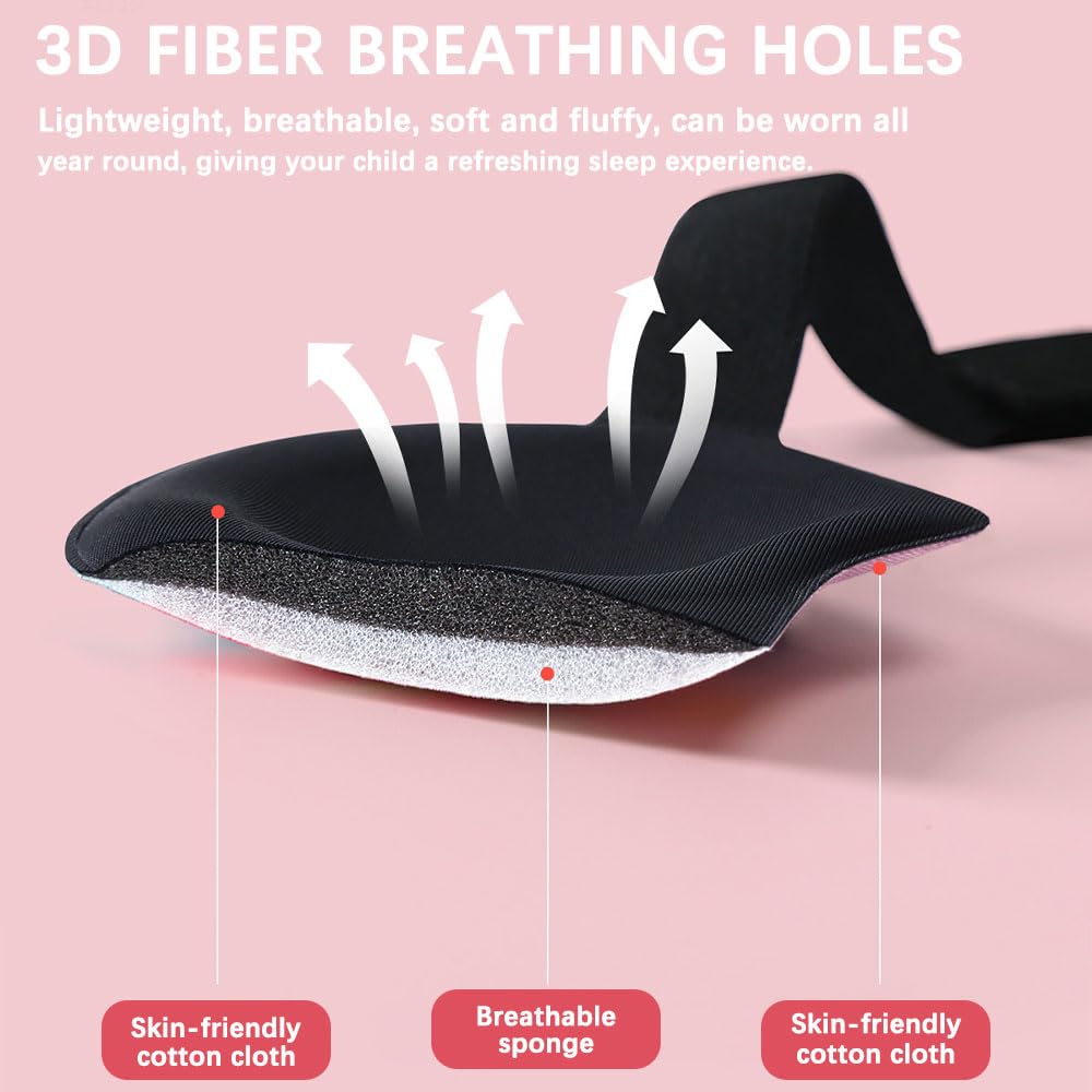 Maschera per Dormire per Bambini, Maschere per Dormire, 2 Pezzi Maschera per Dormire 3D per Bambini, Mascherina per Dormire Morbida con Cinturino Regolabile per Pisolino, Viaggio, Campeggio