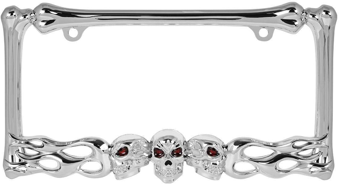 GG Grand General 60466 Chrome Skull Style License Plate Frame w/2 Holes