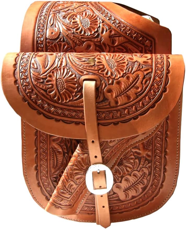 Western Leather Saddle Bag for Horse Handmade Floral Tooled ME-WSB-020