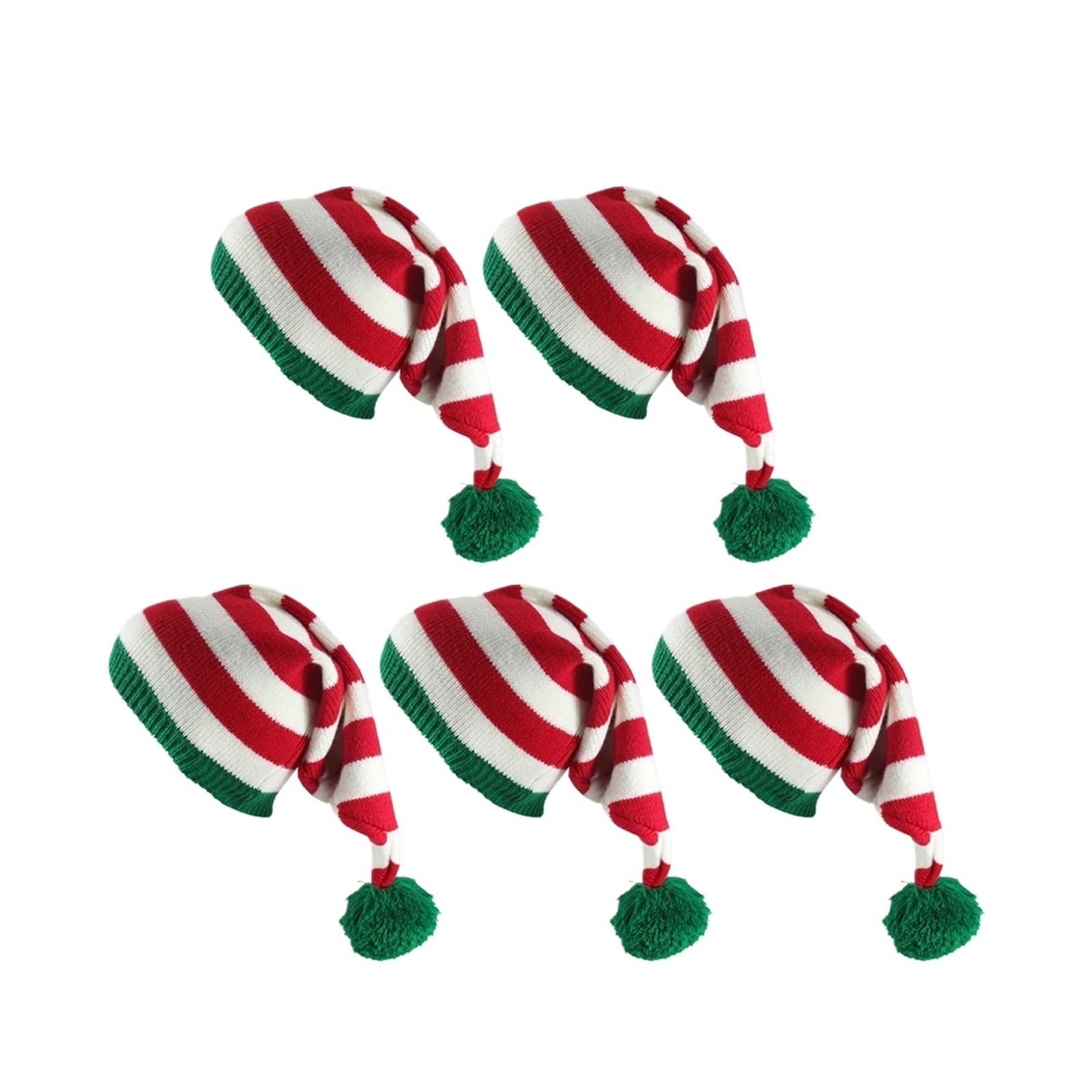 Cappello natalizio lavorato a maglia coda lunga stile euro elfo pompon