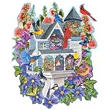 Bits and Pieces - 750 Piece Shaped Puzzle - Victorian Birdhouse, Birds and Flowers - by Artist Mary Lou Troutman - 750 pc Jigsaw