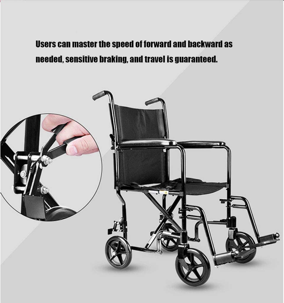 Sillas De Ruedas Silla De Ruedas Manual Plegable con Freno De Mano para Personas Mayores Silla De Ruedas De Transporte Plegable De Aleación De Aluminio Peso Máximo 220 Libras Ligera