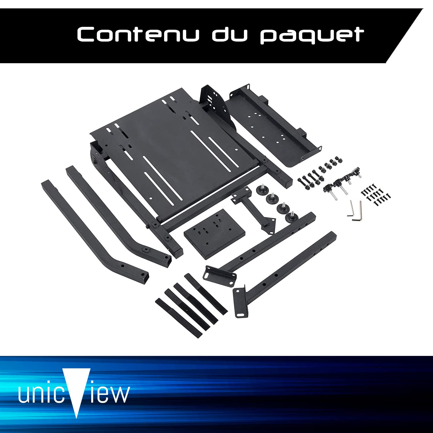 Unicview Support de volant G29 G920 G923 avec support de boîte de vitesses, T150 T500 T300 TX TH8A, Clubsport, entièrement réglable, pliable
