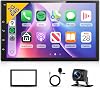 Hodozzy 2GB64GB Car Radio Android GPS Navi Android Wireless Carplay, Android Auto, 7-Inch Touchscreen 1080P Screen 2 DIN Car Stereo Radio, Bluetooth, Hi-Fi, FMRDS Radio, Wi-Fi, AHD Camera USB 2 DIN