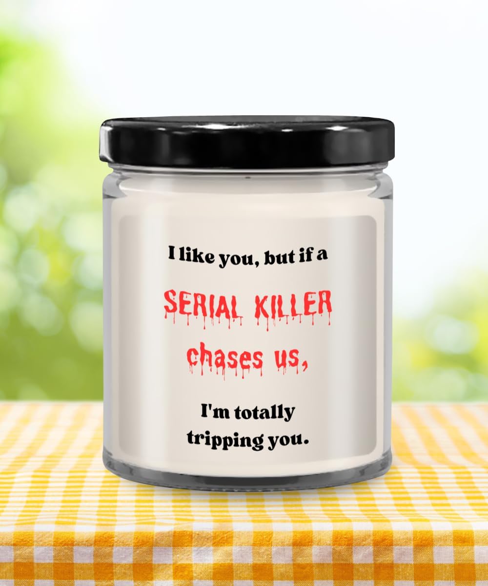 I Like You but if a Serial Killer chases us Candle, Candles with Sayings, Candles with Text, Funny Candle, Halloween, Birthday, Christmas, Medical