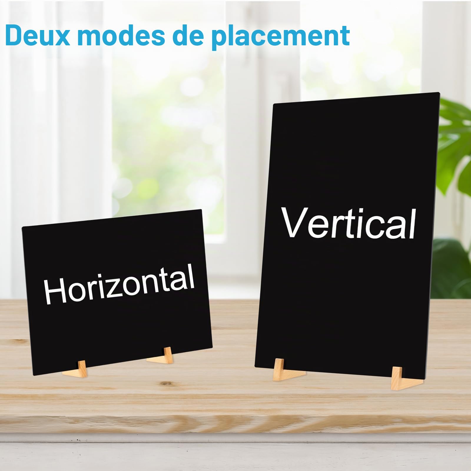 Enseignes de Tableau Noirs A3, Lot de 1 Tableau Noir pour Table | Tableaux Noirs avec Supports en Bois, Petit Tableaux Noir, Ardoise de Table Décoratives pour Bar Café Mariage Restaurant
