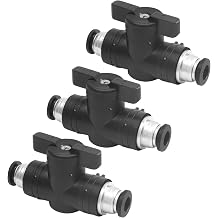 Uenhoy 3 Pcs Pneumatic Ball Valve 6mm OD Push to Connect Fittings Air Flow Control Valve Air Straight Quick Connect Union