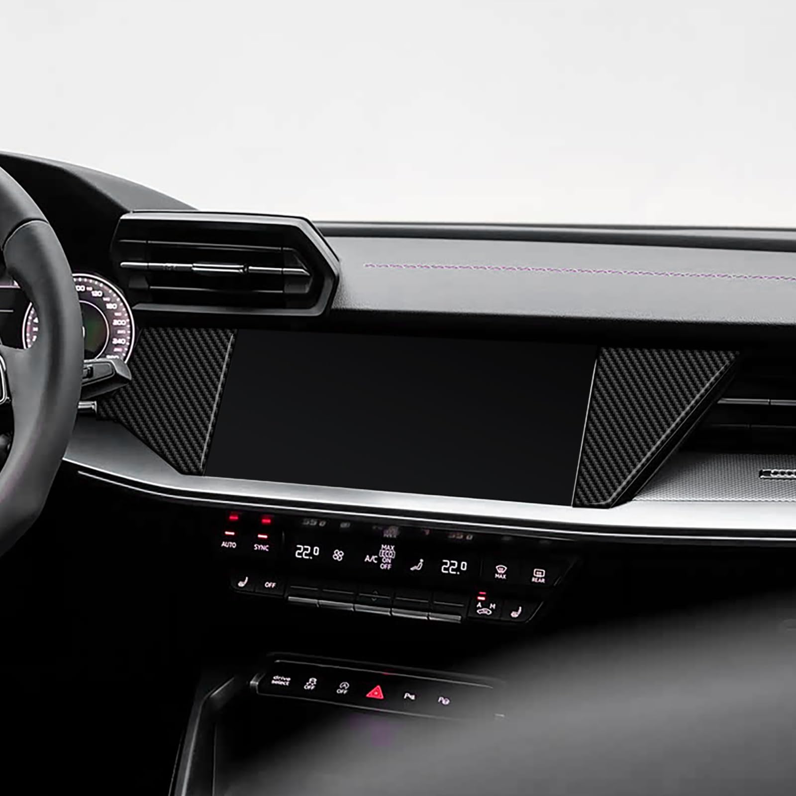 KUNGKIC Para Audi A3 S3 8Y 2020 2021 2022 2023 2024 2025 Fibra de Carbono Coche Consola Central Dash Pegatinas Decorativas Interior Accesorios 4 Unidades (Negro)