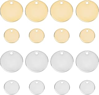 BENECREAT 48Pcs 18K Gold Plated Flat Round Blank Pendants