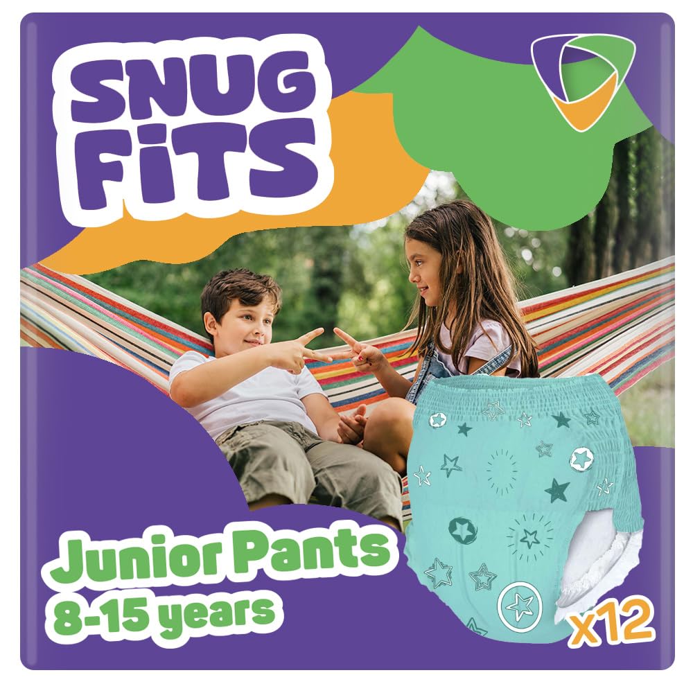 Drylife Snug Fits Lot de 6 paquets de 12 culottes de mouillage jetables unisexes pour enfant de 8 à 15 ans Absorption 1000 ml Protection pendant la nuit 27-57 kg