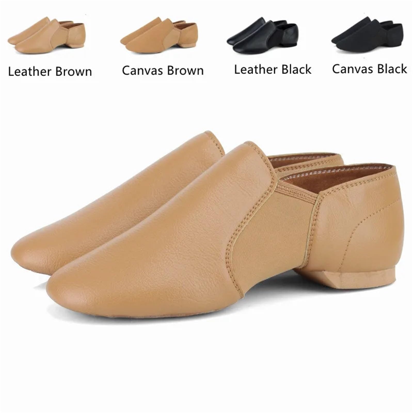 Ballettpantoffeln Jazz-Tanzschuhe, Tan-Schwarz, Twin-Slip-on-Jazz-Schuhe, Übergroße Tanz-Sneaker for Mädchen Und Frauen(Canvas Black,FR41-25.5cm)