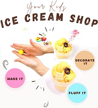 6 Butter Slime Making Kit Super soft Non Sticky Fluffy Slime in Gift Box, Stretchy Scented Ice Cream Toy with Cake Charms, Slime Kits for Girls Boys, Party favours for Kids