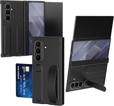 Wrist Strap for Samsung Galaxy Z Trifold Case with Kickstand, Z Trifold Phone Case with Wallet Card Holder Small Screen Protector Hinge Protection Hand Strap Cover for Galaxy Z Trifold Black