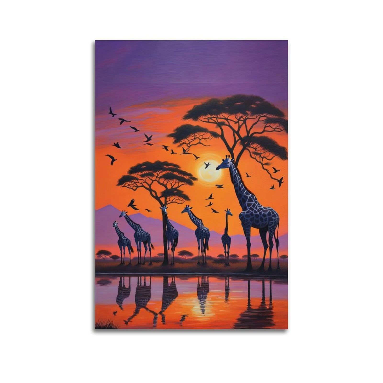 ZSZWHJ Animal Poster Giraffe in The Steppe Poster Decorative Painting Canvas Wall Posters And Art Picture Print Modern Family Bedroom Decor Posters 24x36inch(60x90cm)