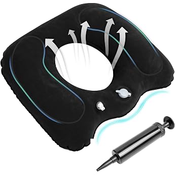 Inflatable Seat Cushion Orthopaedic Seat Cushion Inflatable Cushion Doughnut Cushion Portable Ergonomic Hemorrhoid Cushion for Coccyx Cushion Office Chairs Wheelchairs Travel Cushion