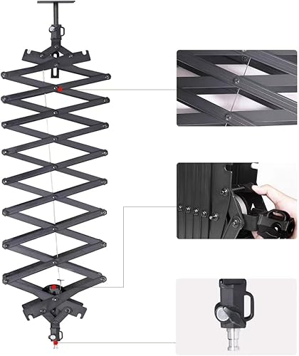 Miniatura 3 de Sistema de riel de techo para fotografía Kit de bisagra de fuerza constante de elevación de 2 M con cuerda de seguridad Accesorios para estudio de