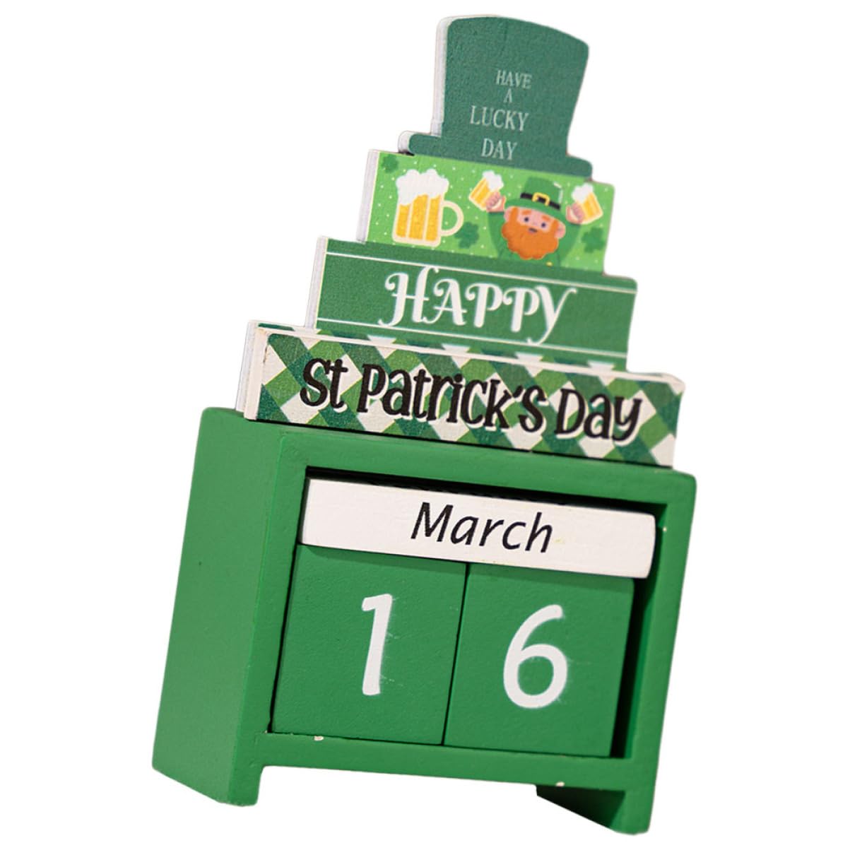 TOPBATHY 5piezas Calendario De Madera Para Día De San Patricio Decoración De Escritorio Festiva Accesorio De Regresiva De Madera Para Día De San Patricio Único Para y Familia