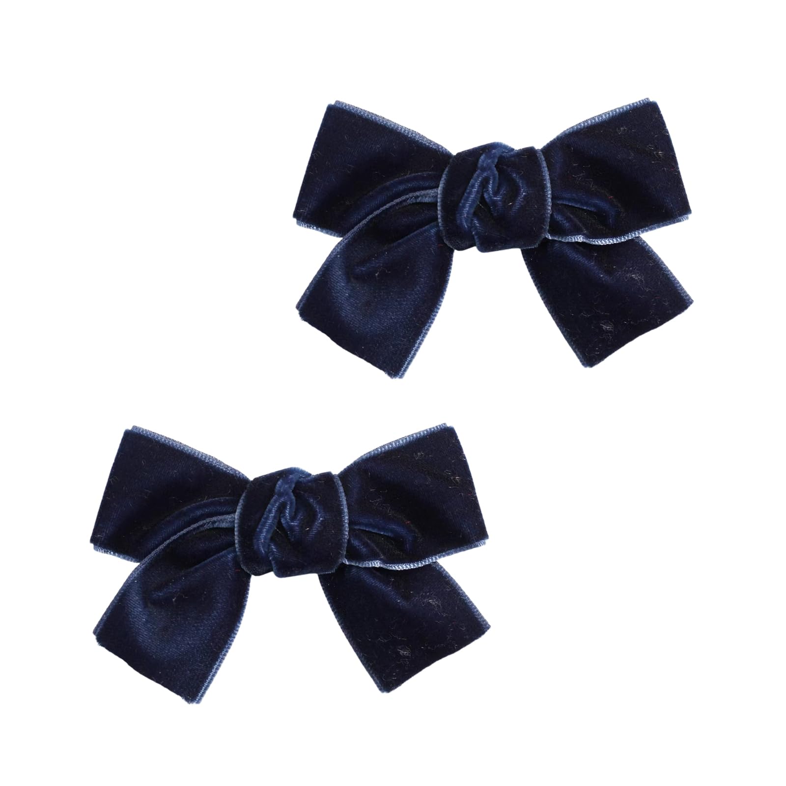 Lazo de terciopelo para niñas pequeñas, lazos de nudo hechos a mano, lazos neutros, pinzas de cocodrilo, accesorios para bebés y niñas pequeñas en pares (azul)