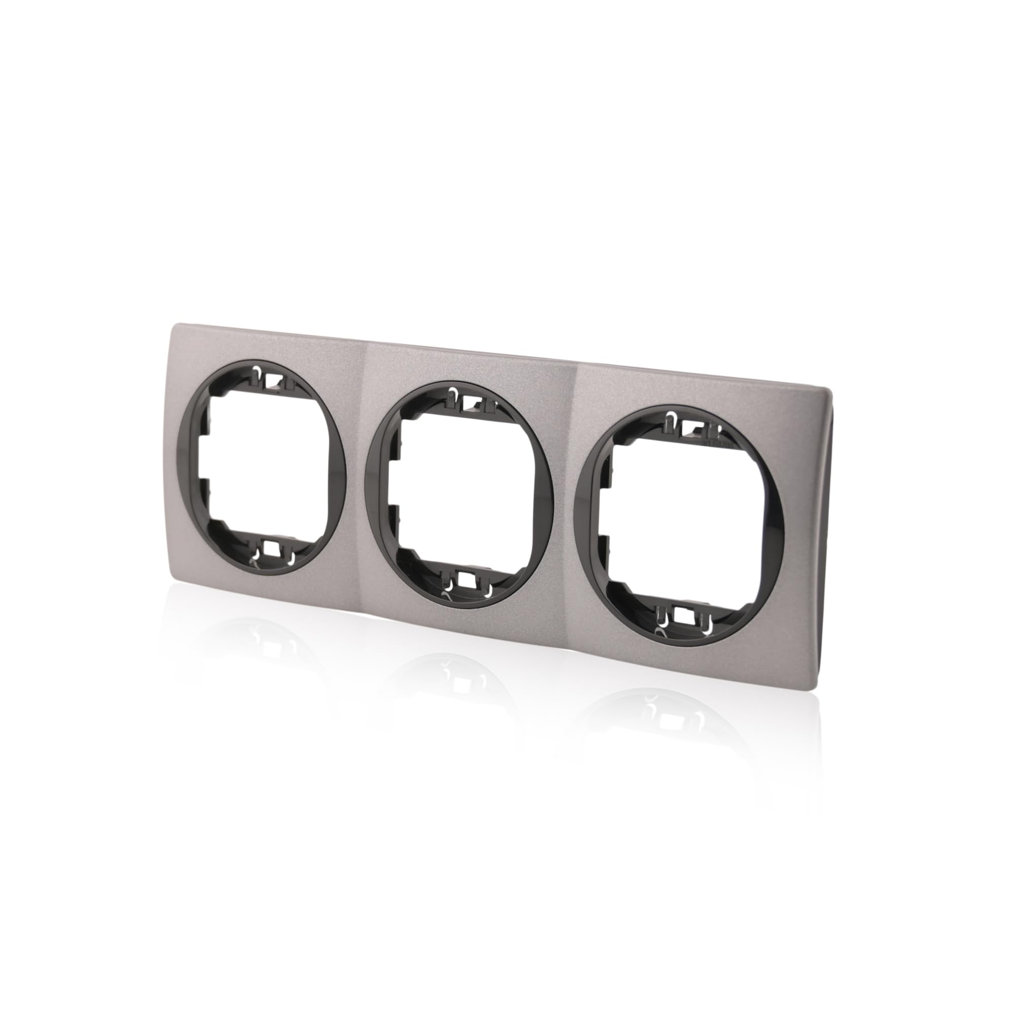 3x Datenbuchse Set Schwarz 2xRJ45 Cat 6 FTP Ø 60mm & 3er Rahmen Anthrazit/Schwarz 80x222mm horizontal