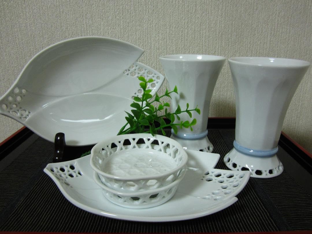 ６点◆平戸焼 三川内焼◆十四代 玉泉作◆冷茶・焼酎・ビールグラス②茶托②盛皿② 玉泉窯 ｜ みかわち焼 三川内焼- 総合サイト 6点平戸焼 三