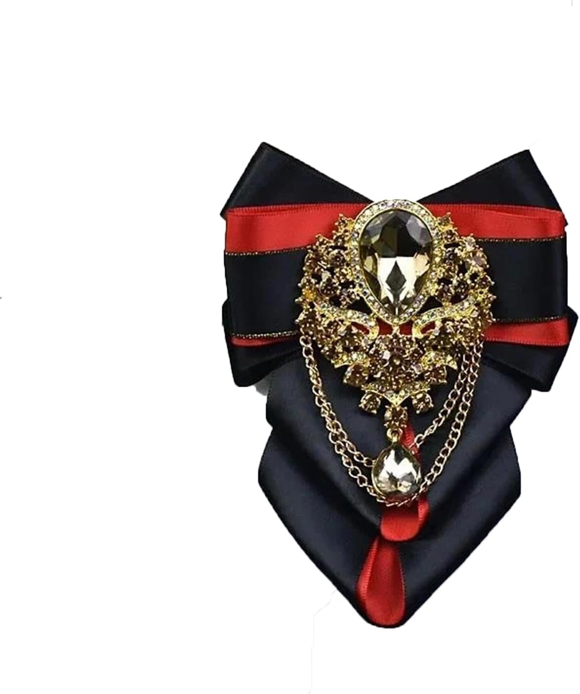 Womens Mens Luxury Rhinestone Bow Tie Brooch Set Ribbon Collar Flower for Business Wedding Shirt