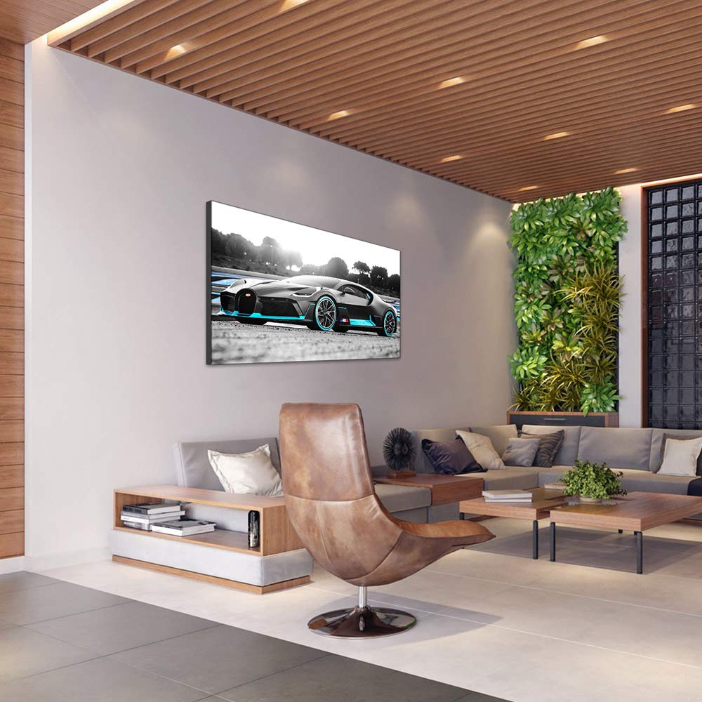 Pięć sprzedawców samochodów sportowych na torze autorstwa Bugatti Malarstwo Płótno Wall Art Nowoczesna Dekoracje Do Domu Dekoracje Do Salonu Sypialnia Galeria (z ramą, 60_x_90_cm)