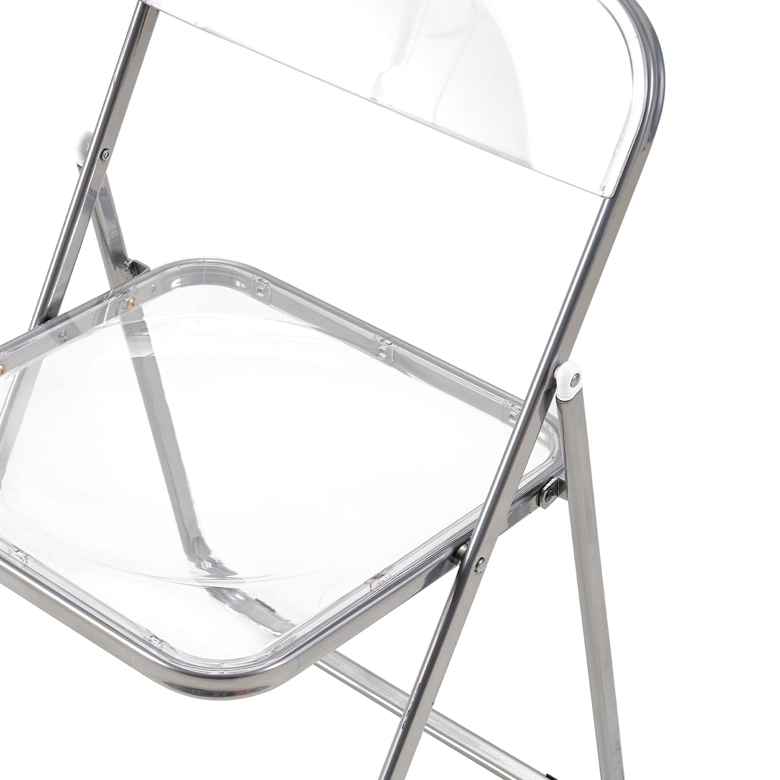set di 4 sedie pieghevoli con sedia in metallo, PET trasparente sedia pieghevole portata 150 kg per sala da pranzo, soggiorno, giardino