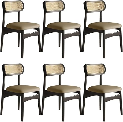 Miniatura 44 de YVYKFZD Sillas de comedor de madera maciza, juego de sillas de cocina sin brazos, silla de comedor con respaldo de ratán, silla lateral cómoda