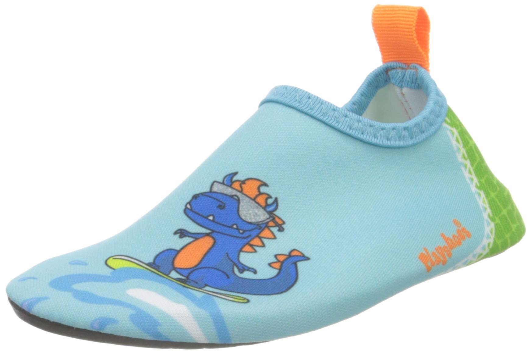 Playshoes Unisex Children's Barefoot Shoes, Blue Green Dinosaur, 1.5/2.5 UK Child