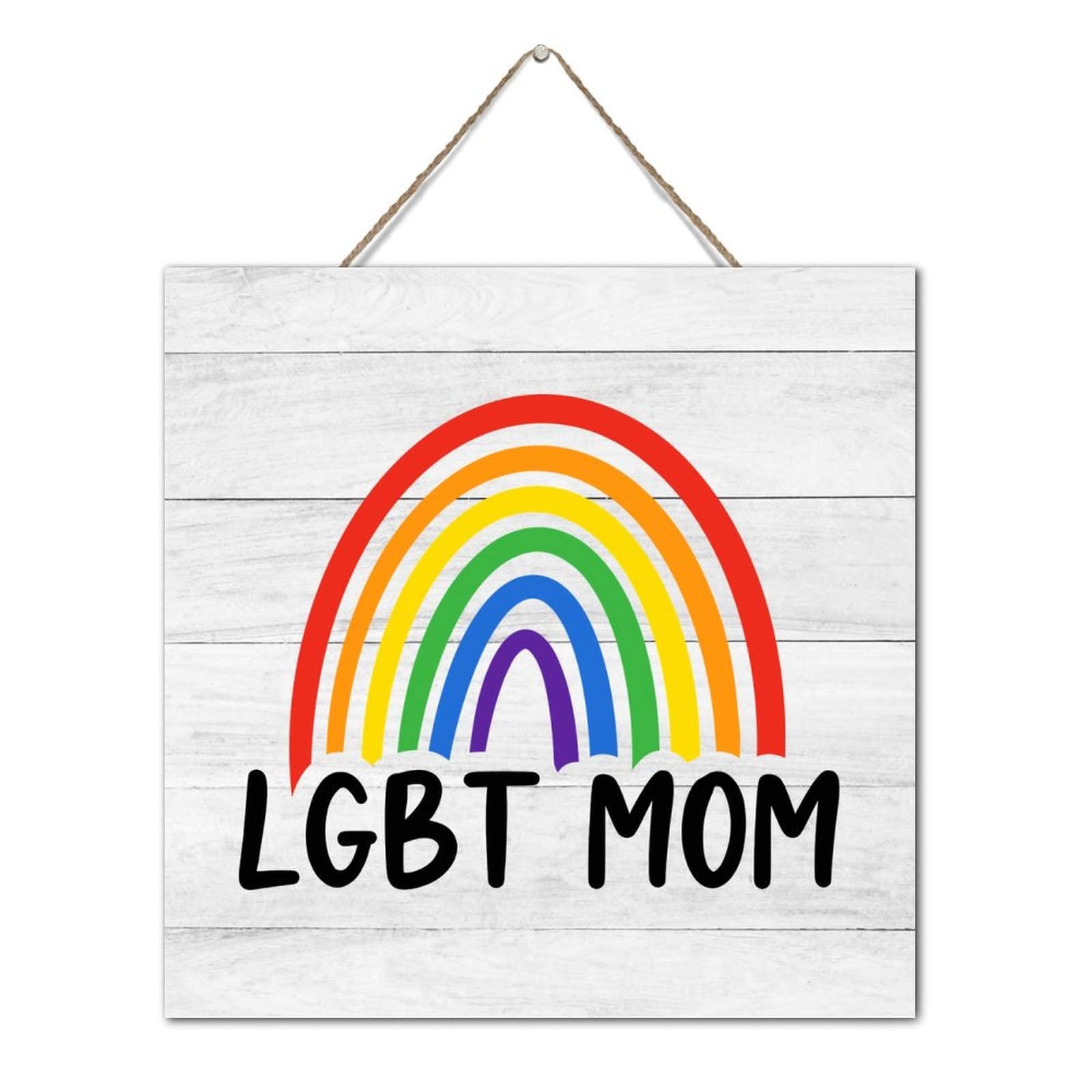 Plaque en bois LGBT Mom : décoration murale farmhouse maison et salon 30cm