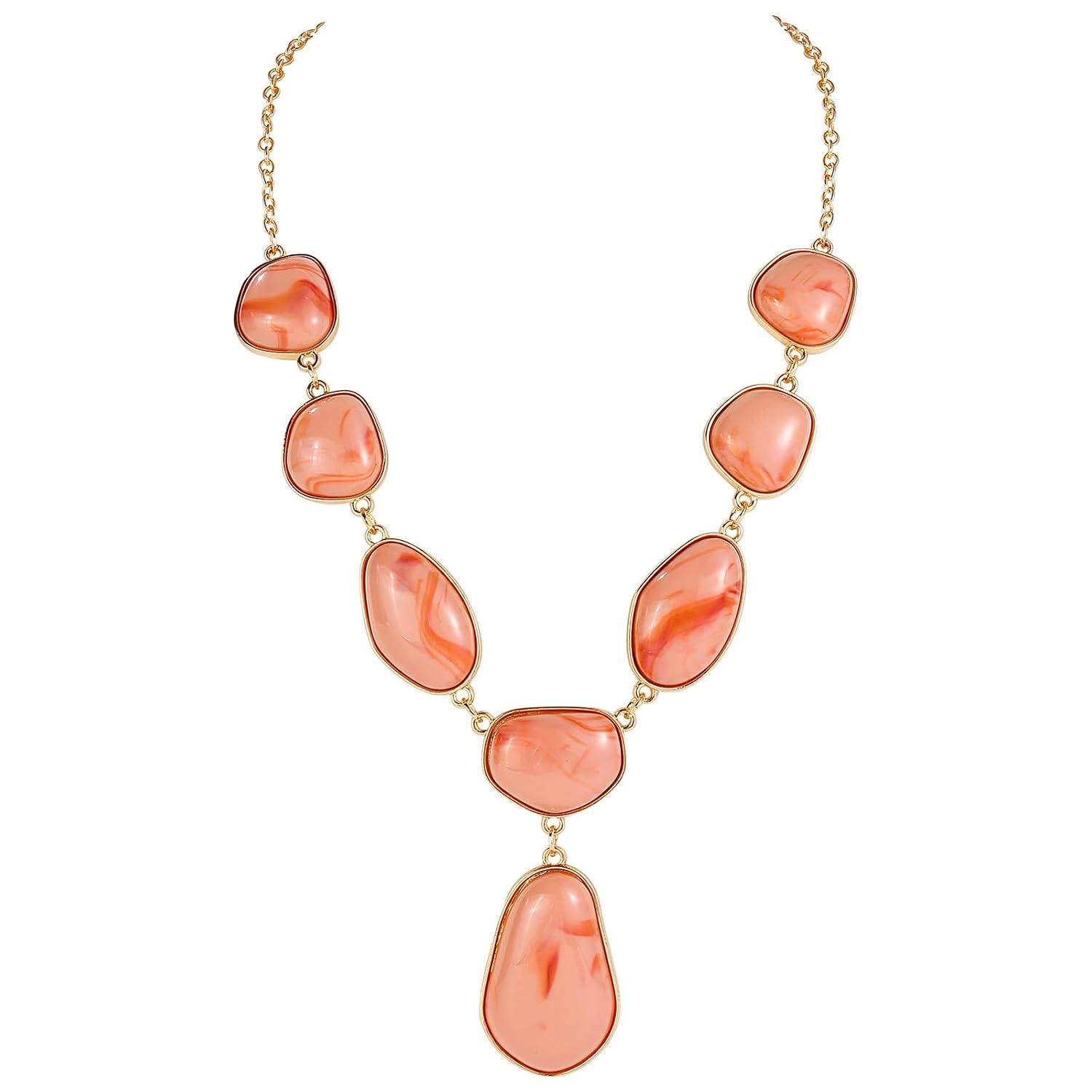 Bocar Bubble Chunky Necklace Alloy Necklace Resin Statement Pendant Necklace for Women