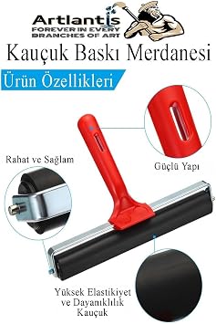 Kauçuk Baskı Merdanesi 15 cm Metal 1 Adet Plastik Linol Baskı Merdanesi Silindir Rulo Merdane Vinil Baskı Yapıştırma