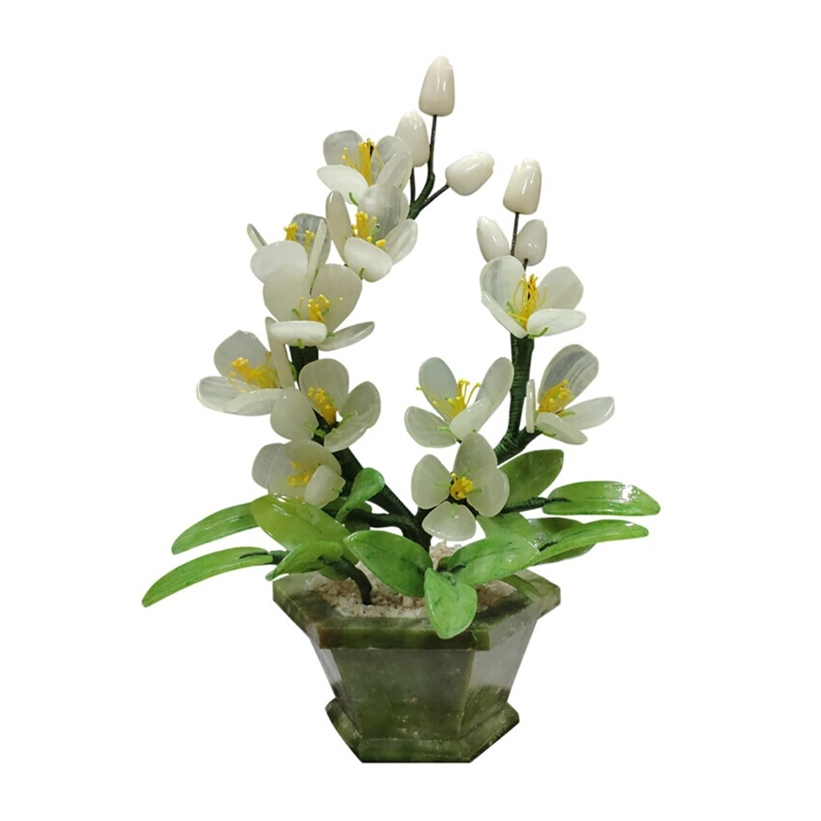 Artificial Plant Feng Shui Auspicious Jade Bonsai-magnolia Flower Bonsai Ornament Suitable for Living Room Porch Balcony Decoration Artificial Tree Indoor