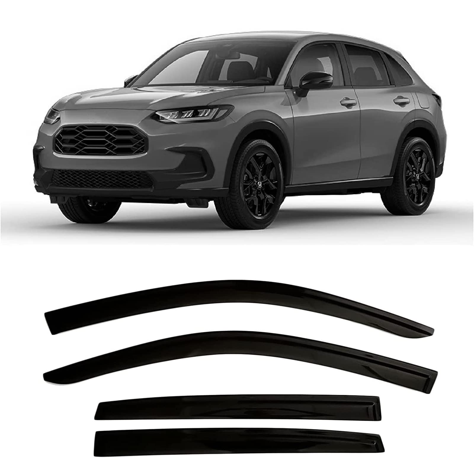 Tape-On Rain Guard 4-Piece -V Windows Visor Shield Shade Smoke