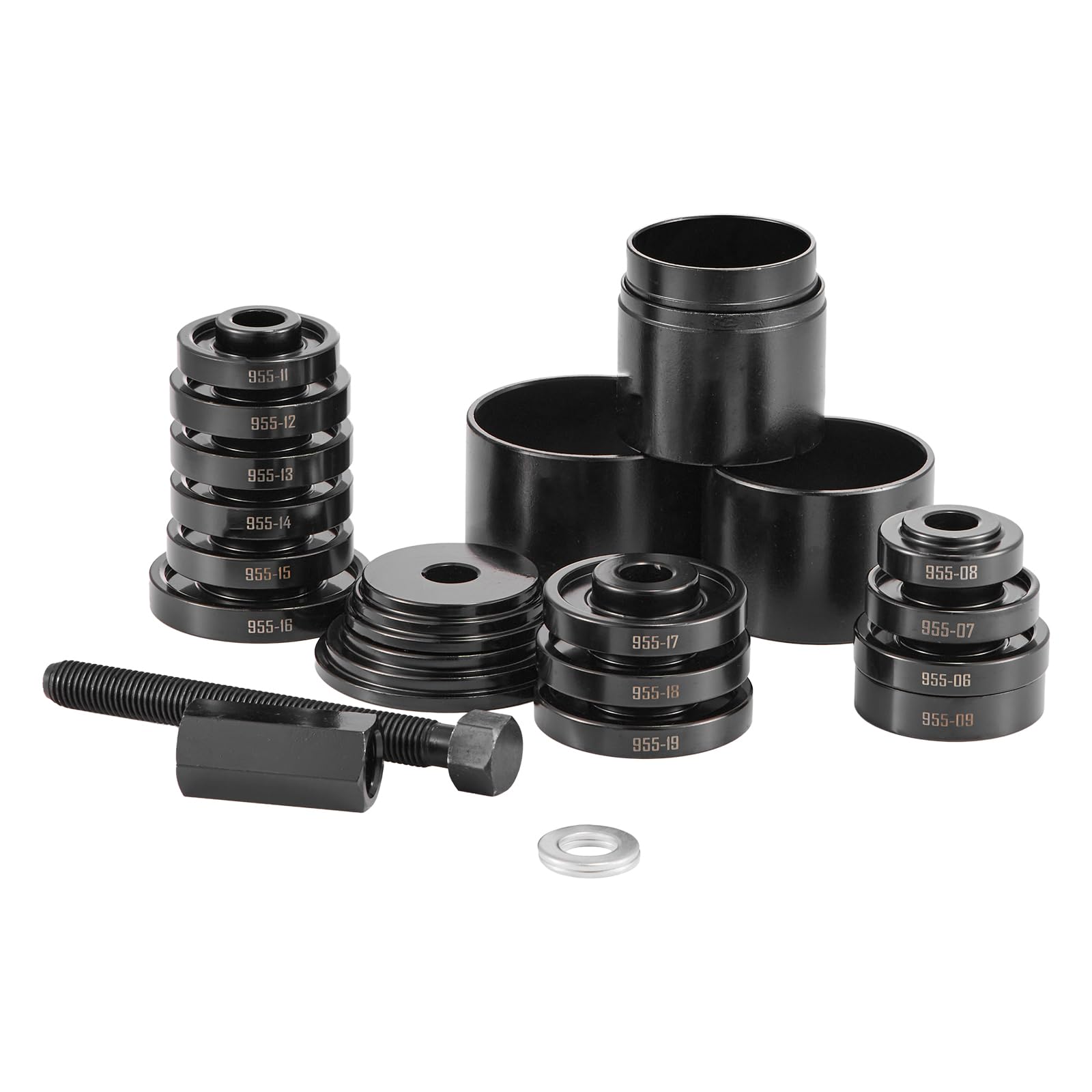 VEVOR Kit de Prensa Resistente para Cojinetes de Rueda, 23 uds, para Extracción e Instalación de Cojinetes de Tracción Delantera, con Tornillo Deslizante, Bujes, Placas de Manguito y Estuche