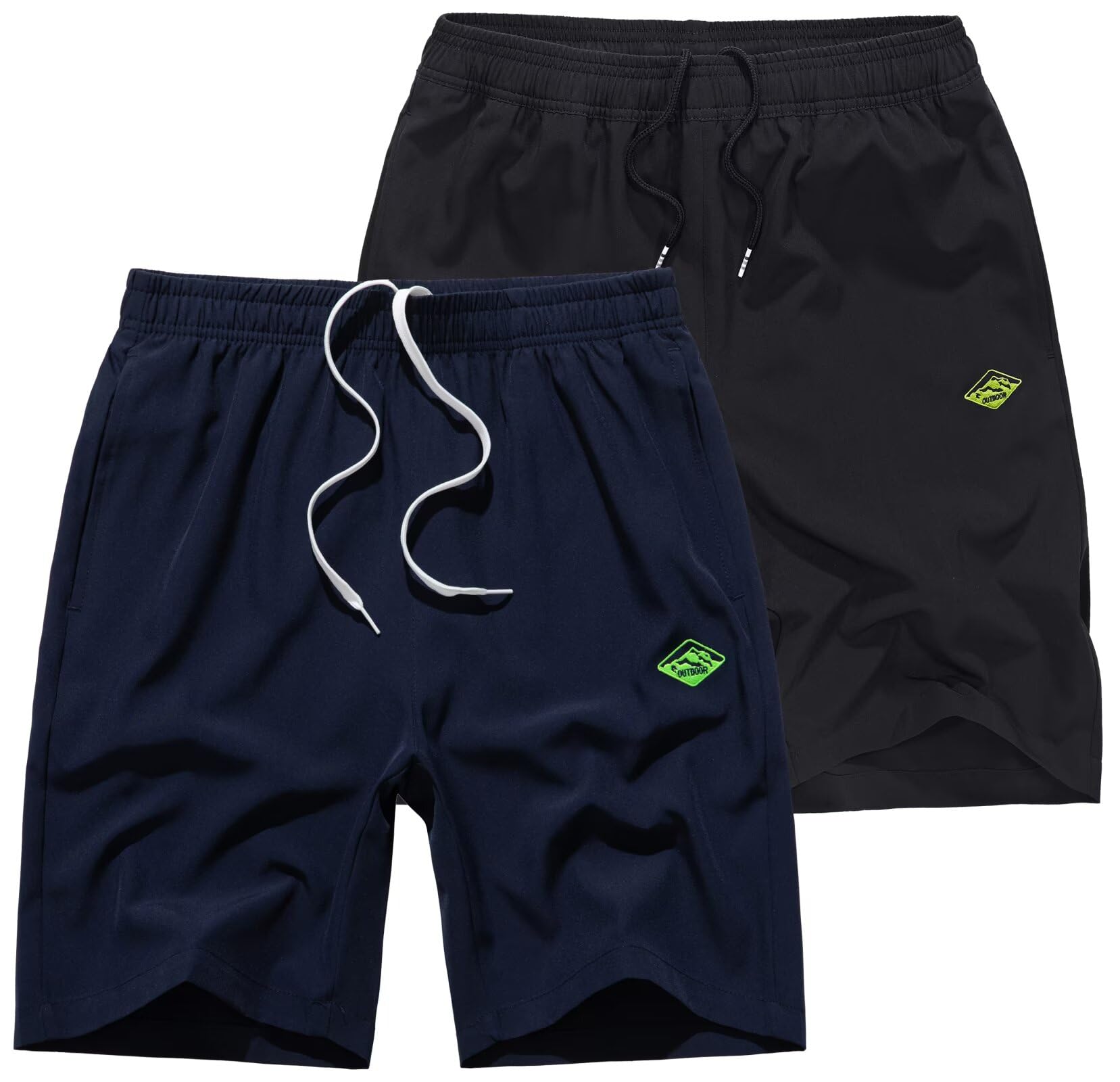 Vcansion 2 Pack Mens Outdoor Lightweight Hiking Shorts Quick Dry Sports Casual Running Shorts with Pockets