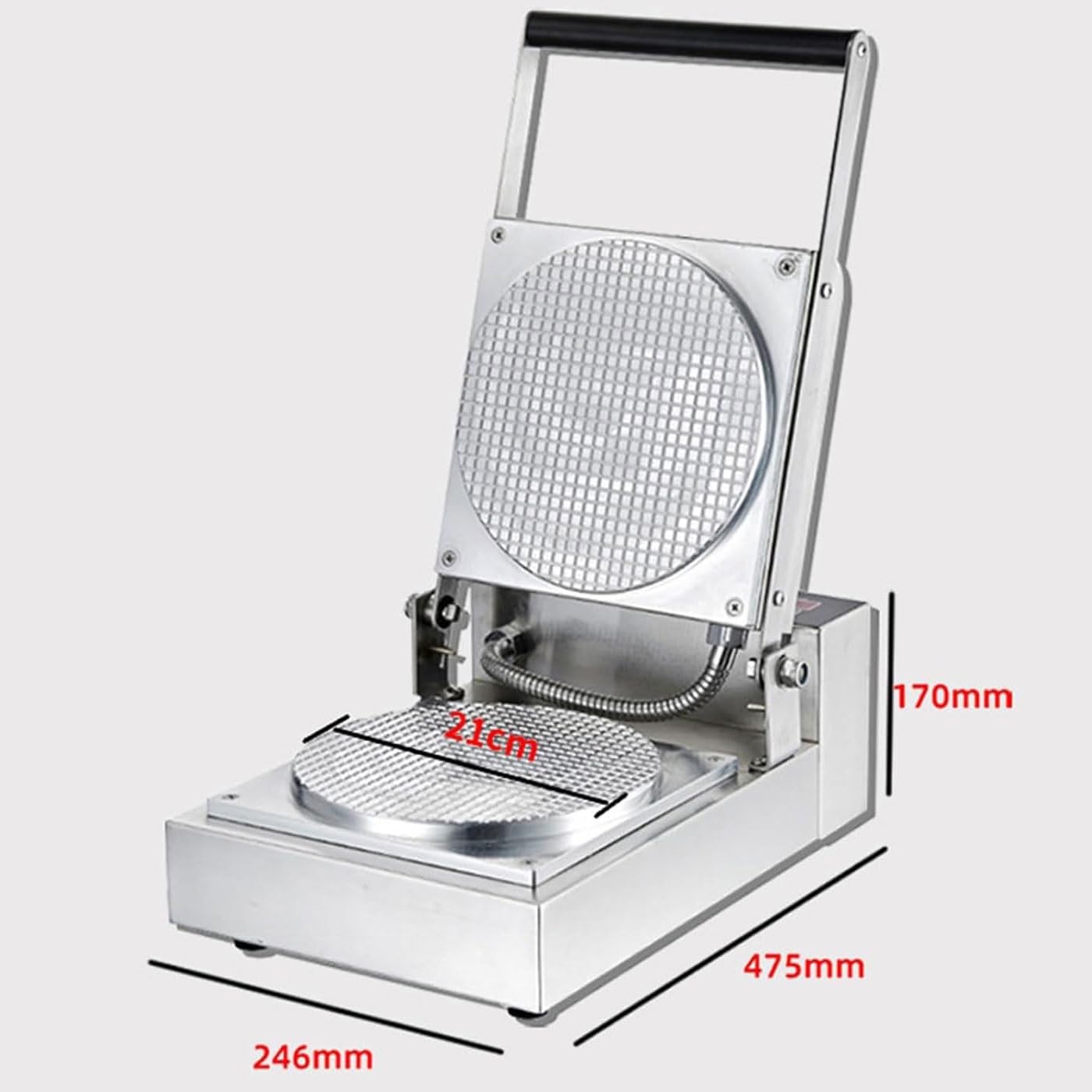 Máquina for hacer conos de helado comercial de 1300 W, máquina for conos de gofres con revestimiento antiadherente con pantalla digital, temporizador de 0-10 min y control de temperatura de 0-250 ℃