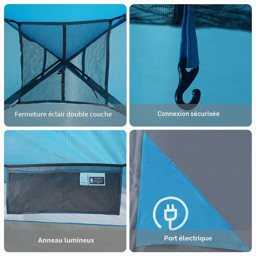 vidaXL Tente de Cabine familiale 6 Personnes Bleu imperméable, Tente, Tente de Jardin, abri extérieur, Tente de Camping, abri de Camping