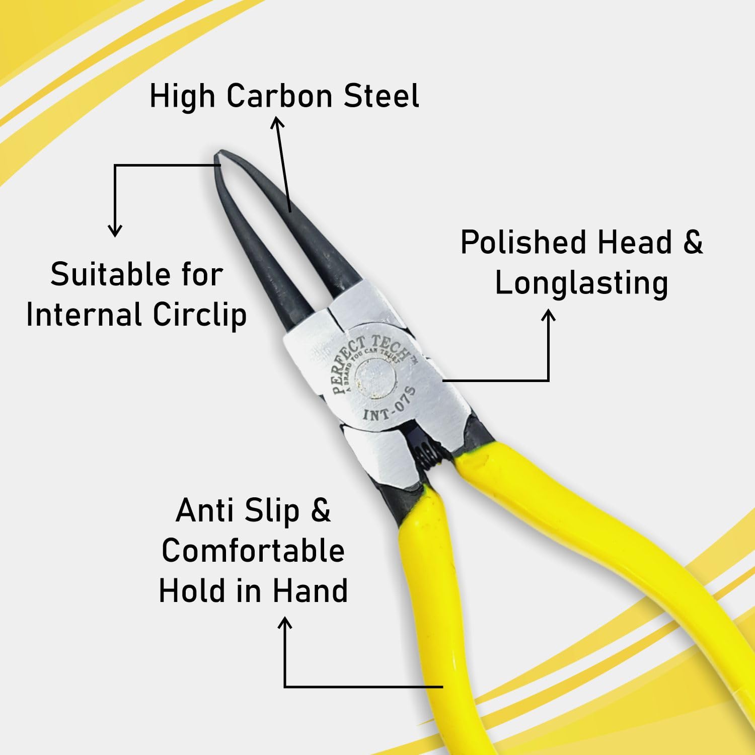 PERFECT TECH Heavy Duty Internal Straight Circlip Plier INT-07S (175mm) | Professional Snap Ring Pliers for Bearing, Gear, Shaft & Automotive Repair 3