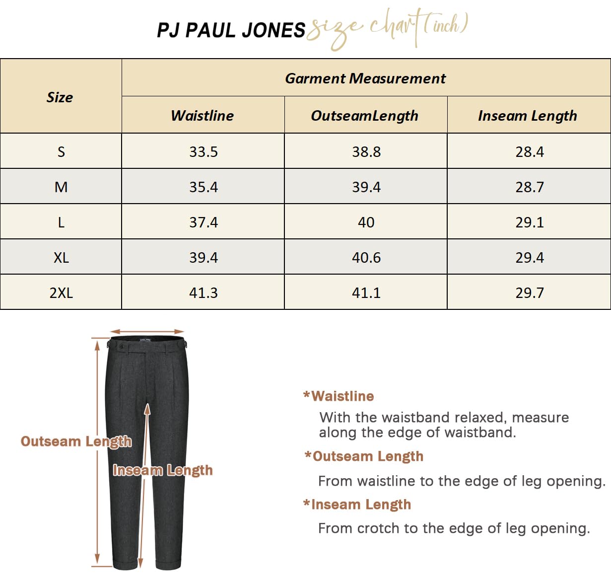 PJ Paul Jones Pantaloni Vintage da Uomo in Tweed a Spina di Pesce Pantaloni a Pieghe, Marrone, L