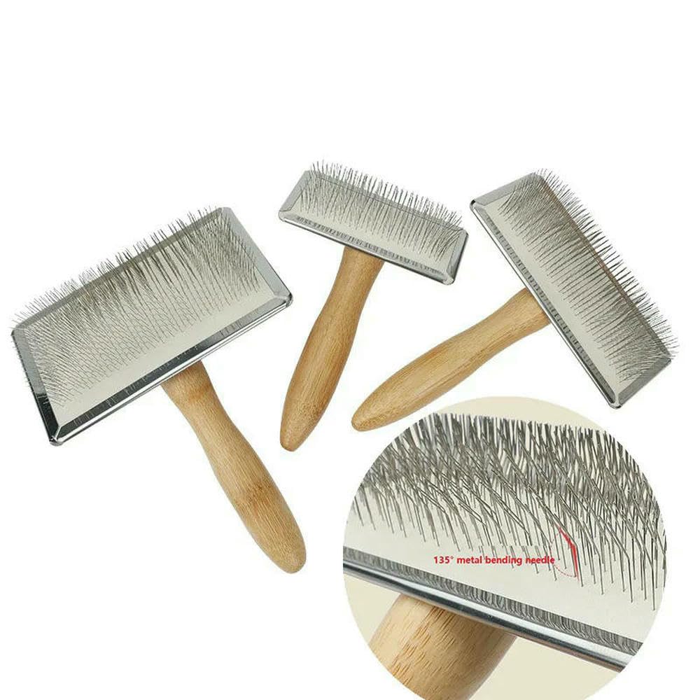 DYRBF Brosse peigne pour chien à poils longs Brosse pour chat Brosse de voiture Poils d'animaux en bois massif Brosse de massage pour chat Brosse de toilettage pour animaux domestiques