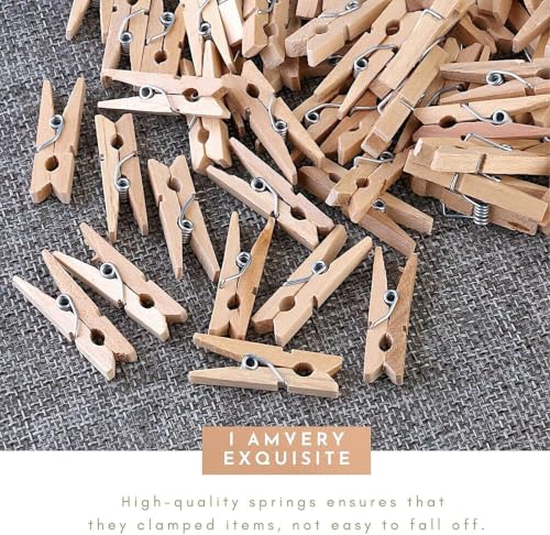 Image of ARTISTERY 1 Inch 20 PCS Mini Clothespins, Mini Clothes Pins for Photo Natural Wooden Small Picture Clips for Crafts Tiny Pegs /Wood Clips for Wall Hanging Pictures