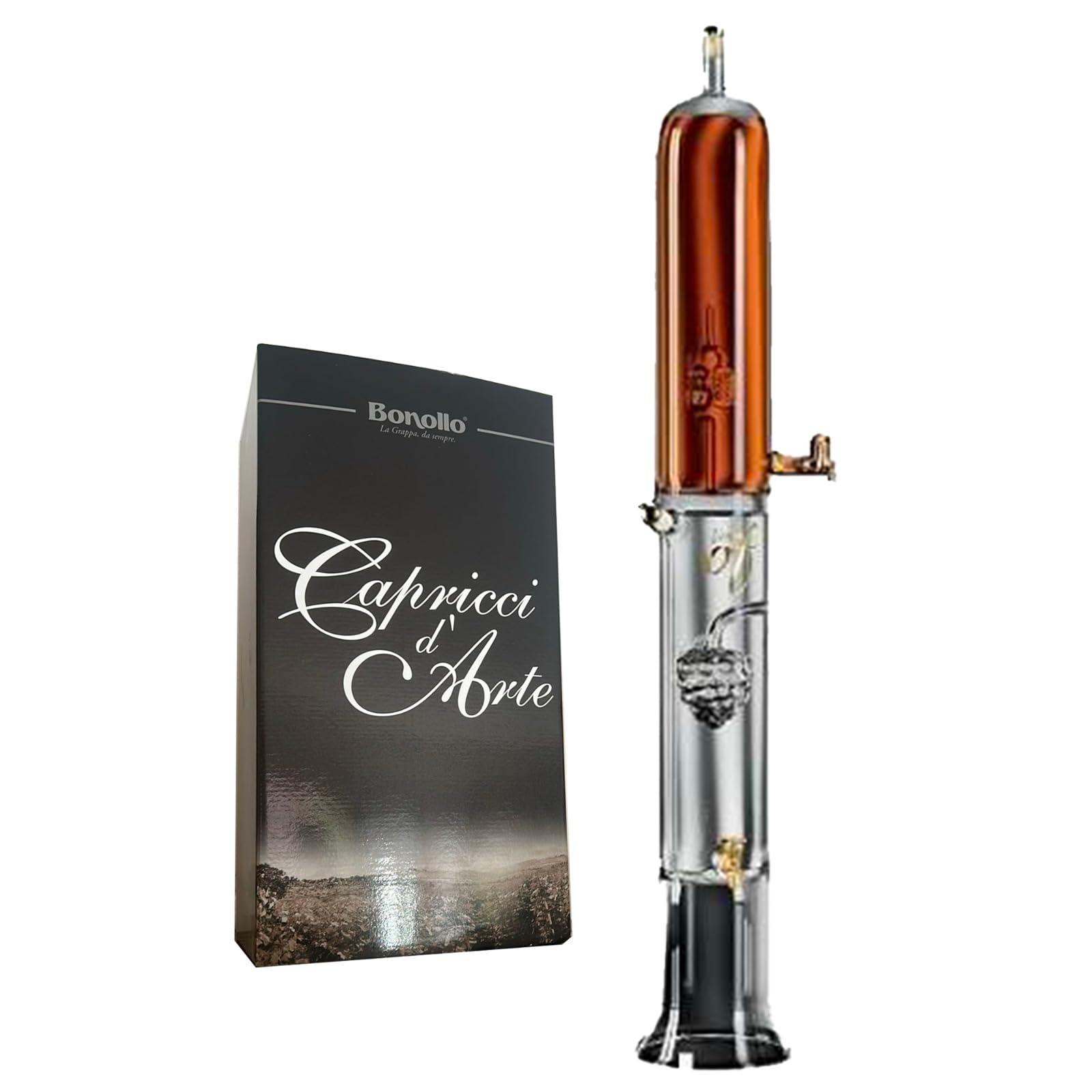 Bonollo Capricci d'Arte - Colonna Spillatore - Grappa Amarone Invecchiato in Barrique 5L e Grappa Giovane 5L - 10L 42% Vol